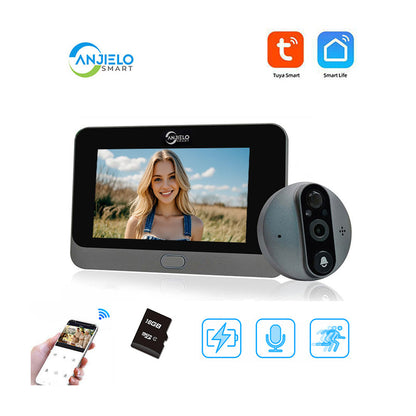 Anjielo Smart 1080P Cat's Eye Video Smart Doorbell Cat's Eye Tuya WiFi Cat's Eye Camera Viewer Smart Doorbell Monitoring Kit Supports Night Vision