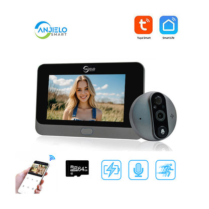 Anjielo Smart 1080P Cat's Eye Video Smart Doorbell Cat's Eye Tuya WiFi Cat's Eye Camera Viewer Smart Doorbell Monitoring Kit Supports Night Vision