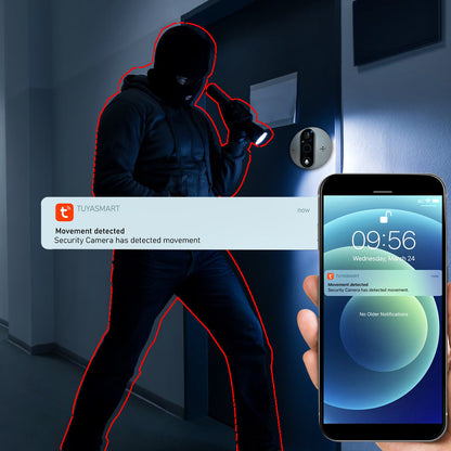 Anjielo Smart 1080P Cat's Eye Video Smart Doorbell Cat's Eye Tuya WiFi Cat's Eye Camera Viewer Smart Doorbell Monitoring Kit Supports Night Vision