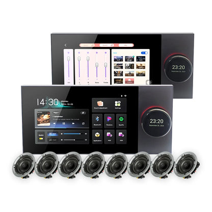 Anjielo 7 inch touch screen wall mounted 2 zone music amplifier Tuya control panel can connect to ceiling speakers