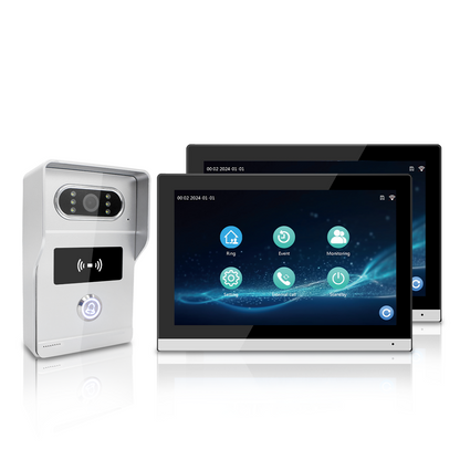 AnjieloSmart Newest 1080P Waterproof Video Doorbell Night Vision with Motion Detection IP Video Intercom System for Multi-Apartment