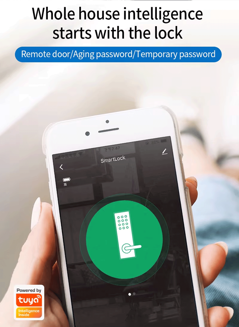AnjieloSmart Anti-Hack Smart Lock Fingerprint & Remote Access, Silent & Easy Installation, with Anti-Interference Technology for Home Security