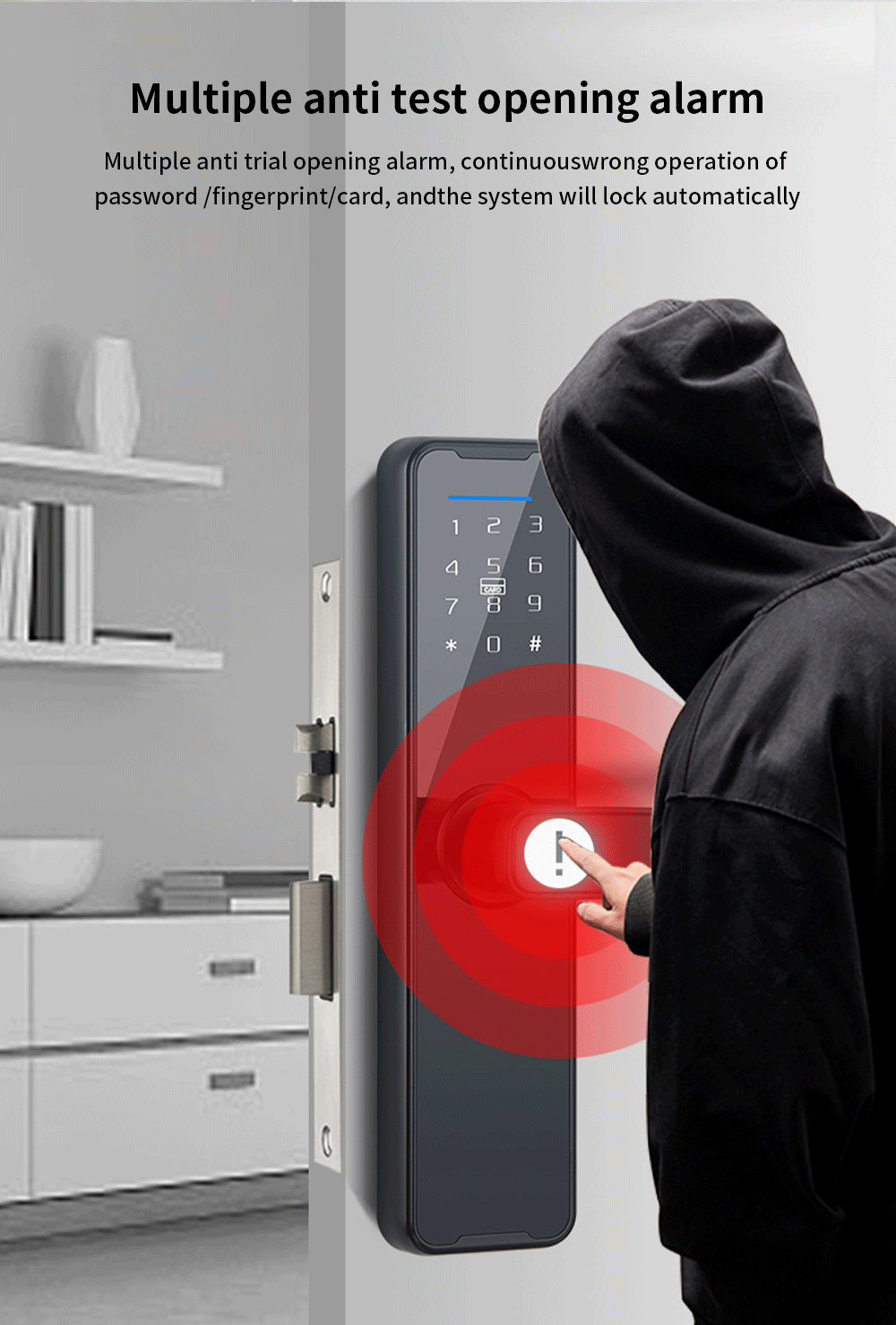 AnjieloSmart Anti-Hack Smart Lock Fingerprint & Remote Access, Silent & Easy Installation, with Anti-Interference Technology for Home Security