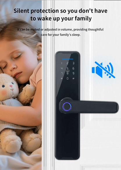 AnjieloSmart Anti-Hack Smart Lock Fingerprint & Remote Access, Silent & Easy Installation, with Anti-Interference Technology for Home Security