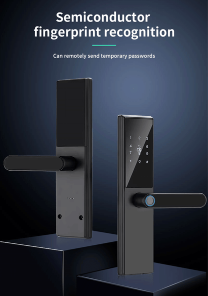 AnjieloSmart Anti-Electrical Shock Smart Lock - Fingerprint Entry, App Control with Temporary Passcodes, USB and Key Backup