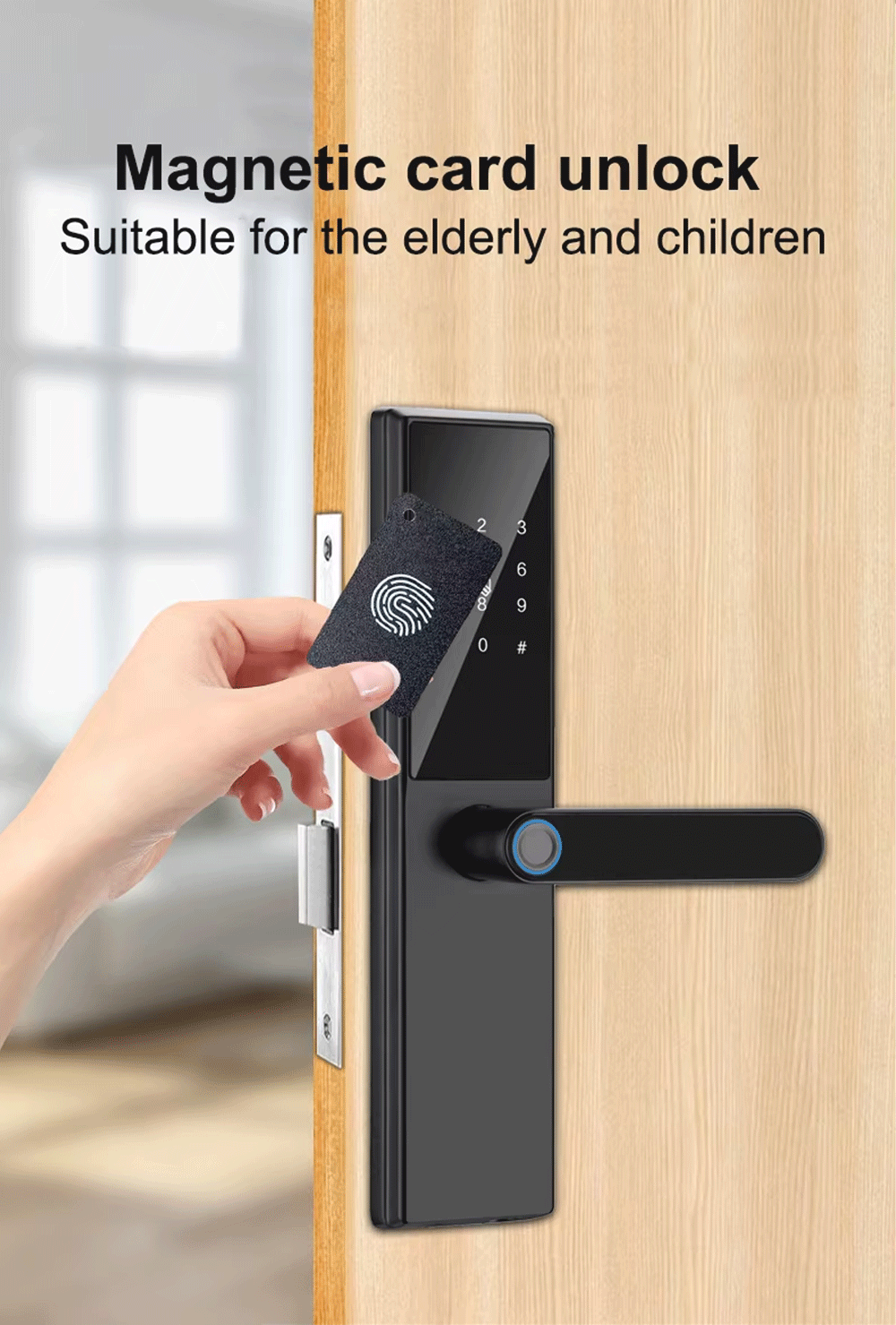 AnjieloSmart Anti-Electrical Shock Smart Lock - Fingerprint Entry, App Control with Temporary Passcodes, USB and Key Backup