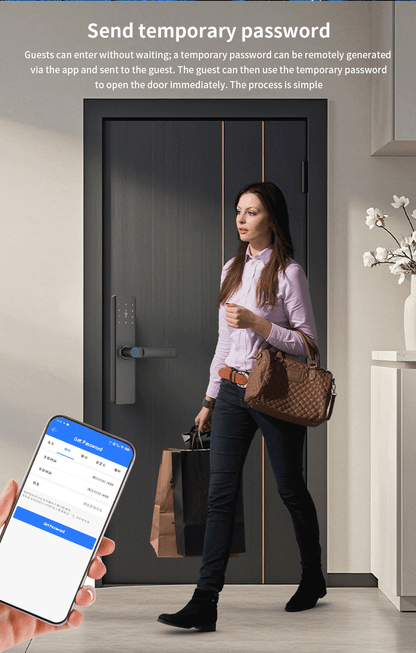 AnjieoSmart Quiet Smart Lock - Fingerprint Entry, Won't Wake Family, with Tamper Alert & Emergency USB Power