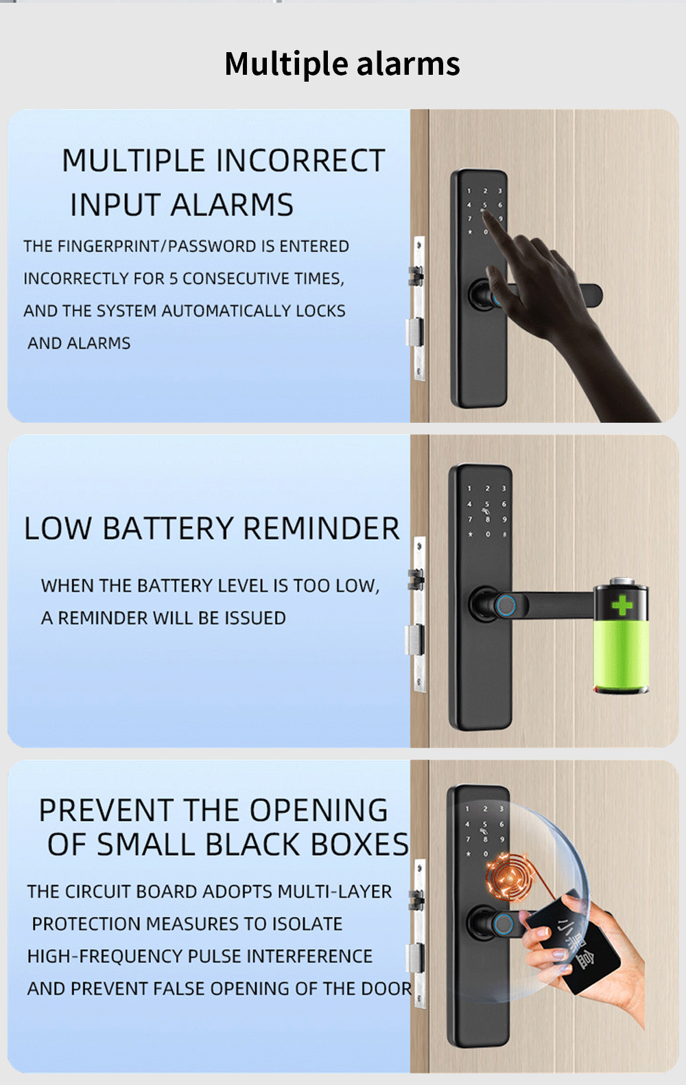 AnjieoSmart Quiet Smart Lock - Fingerprint Entry, Won't Wake Family, with Tamper Alert & Emergency USB Power