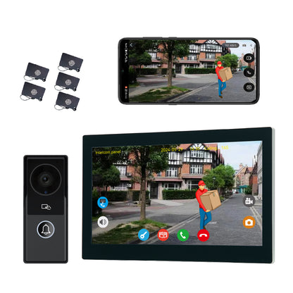 Anjielo 7 inch or 10 inch 1024x600 pixel IPS touch screen carries micro SD card with a 10-level, up to 512GB 2-wire digital video intercom kit