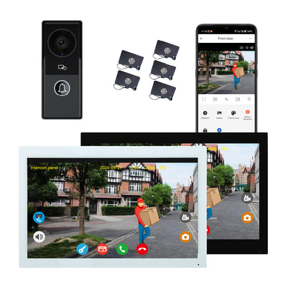 Anjielo 7 inch or 10 inch 1024x600 pixel IPS touch screen carries micro SD card with a 10-level, up to 512GB 2-wire digital video intercom kit