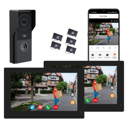 Anjielo 7 inch or 10 inch 1024x600 pixel IPS touch screen carries micro SD card with a 10-level, up to 512GB 2-wire digital video intercom kit