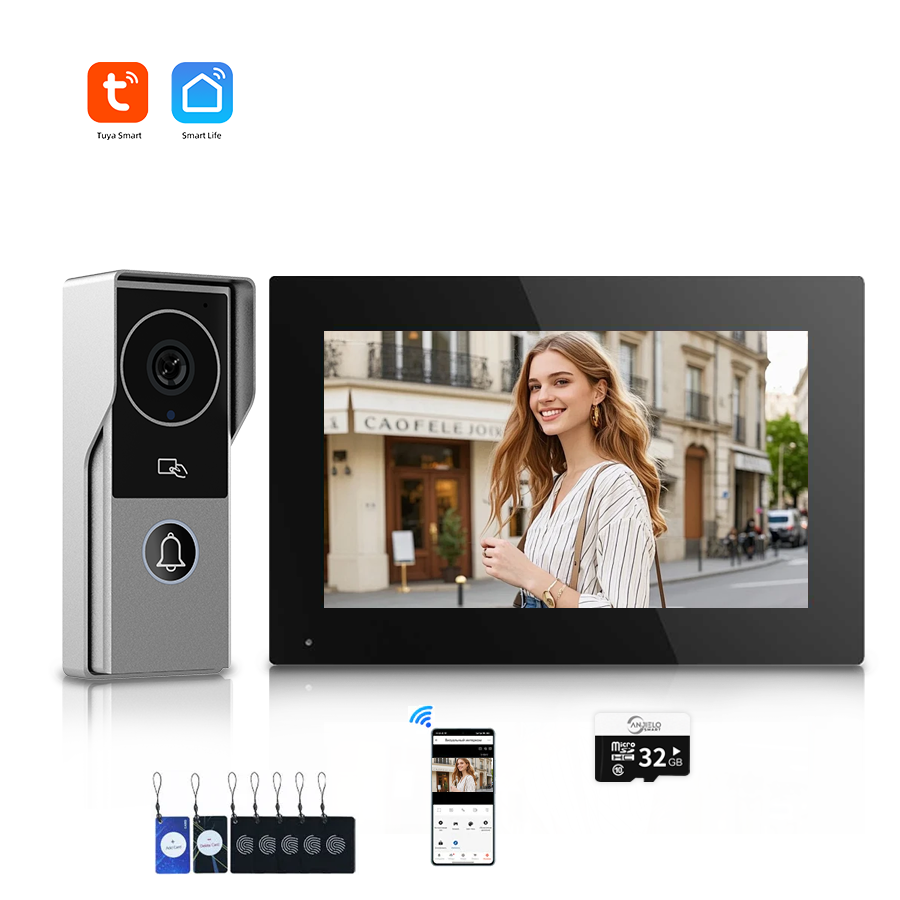 ANJIELOSmart Security Intercom System with 1080P 7/10-inch Touch Screen and Waterproof Door Phone, 140° Ultra-wide-angle Monitoring For Home