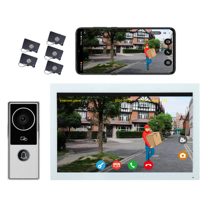 Anjielo 7 inch or 10 inch 1024x600 pixel IPS touch screen carries micro SD card with a 10-level, up to 512GB 2-wire digital video intercom kit