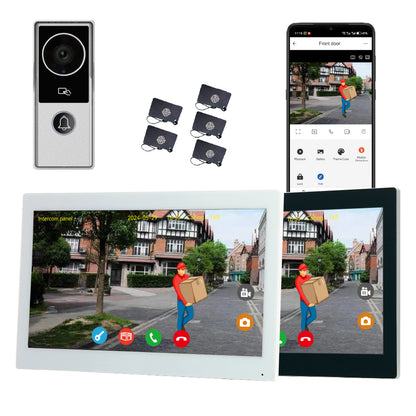 Anjielo 7 inch or 10 inch 1024x600 pixel IPS touch screen carries micro SD card with a 10-level, up to 512GB 2-wire digital video intercom kit