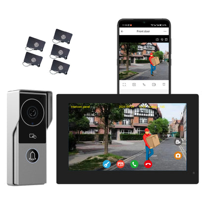 Anjielo 7 inch or 10 inch 1024x600 pixel IPS touch screen carries micro SD card with a 10-level, up to 512GB 2-wire digital video intercom kit