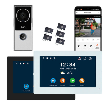 Anjielo 7 inch or 10 inch 1024x600 pixel IPS touch screen carries micro SD card with a 10-level, up to 512GB 2-wire digital video intercom kit