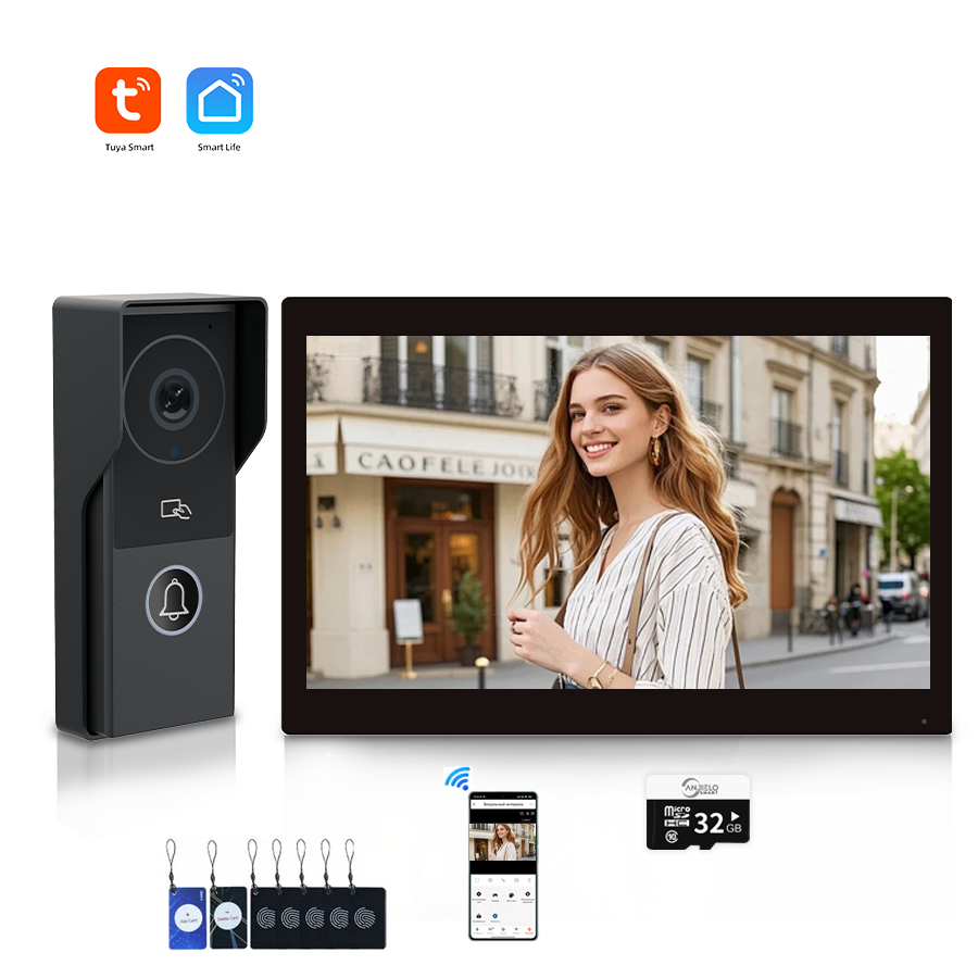 ANJIELOSmart Security Intercom System with 1080P 7/10-inch Touch Screen and Waterproof Door Phone, 140° Ultra-wide-angle Monitoring For Home