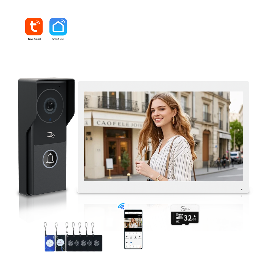 ANJIELOSmart Security Intercom System with 1080P 7/10-inch Touch Screen and Waterproof Door Phone, 140° Ultra-wide-angle Monitoring For Home