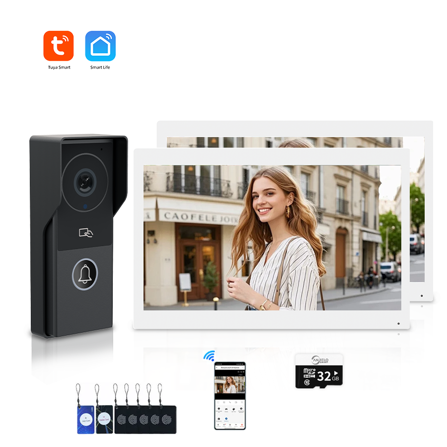 ANJIELOSmart Security Intercom System with 1080P 7/10-inch Touch Screen and Waterproof Door Phone, 140° Ultra-wide-angle Monitoring For Home