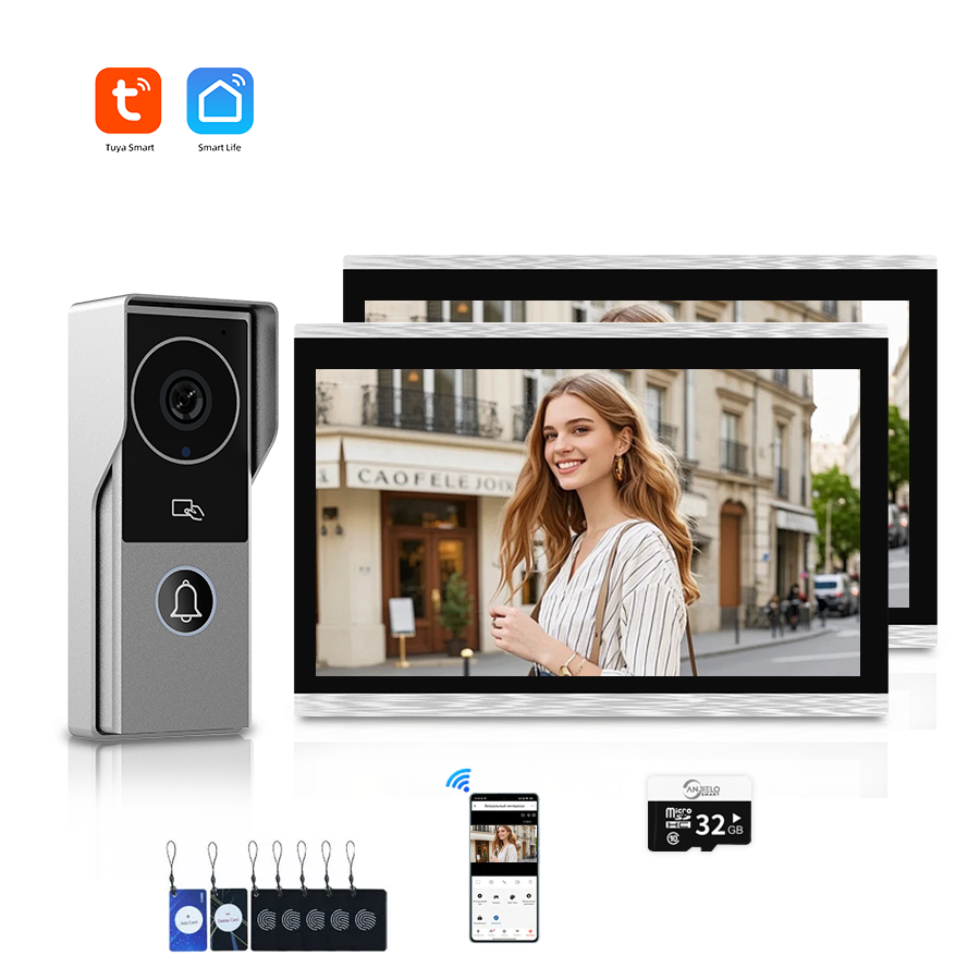 ANJIELOSmart Security Intercom System with 1080P 7/10-inch Touch Screen and Waterproof Door Phone, 140° Ultra-wide-angle Monitoring For Home