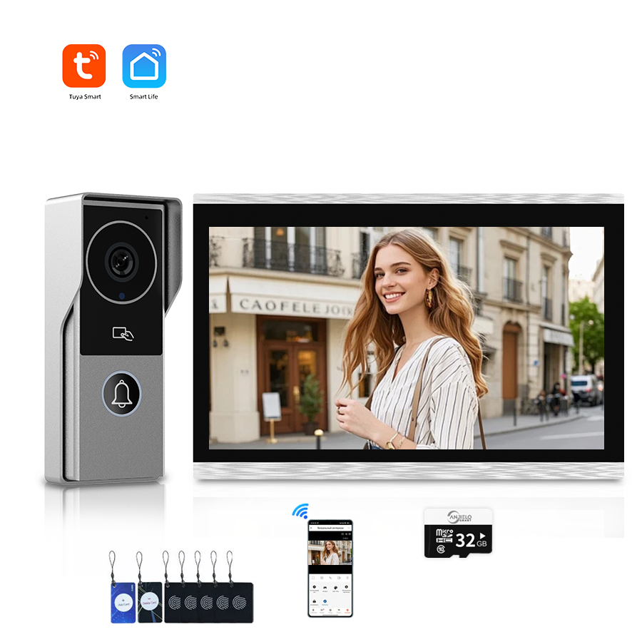 ANJIELOSmart Security Intercom System with 1080P 7/10-inch Touch Screen and Waterproof Door Phone, 140° Ultra-wide-angle Monitoring For Home