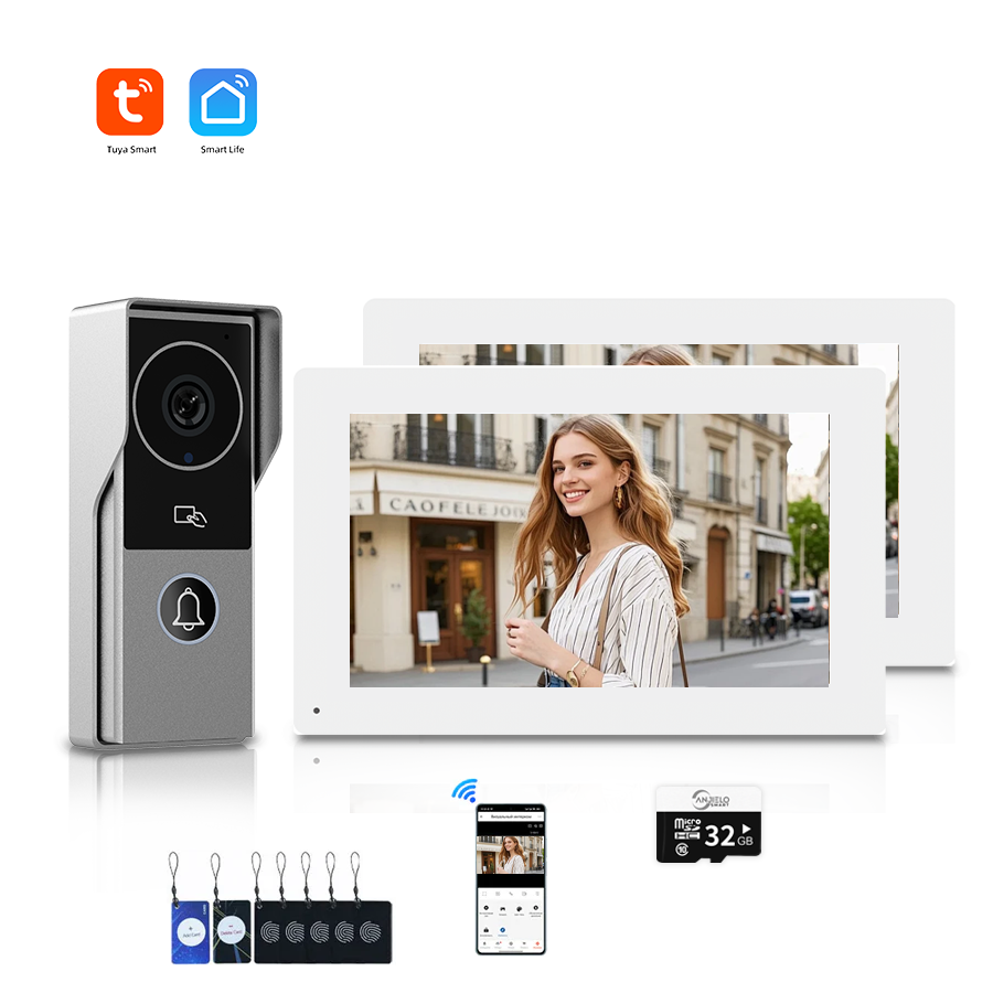 ANJIELOSmart Security Intercom System with 1080P 7/10-inch Touch Screen and Waterproof Door Phone, 140° Ultra-wide-angle Monitoring For Home