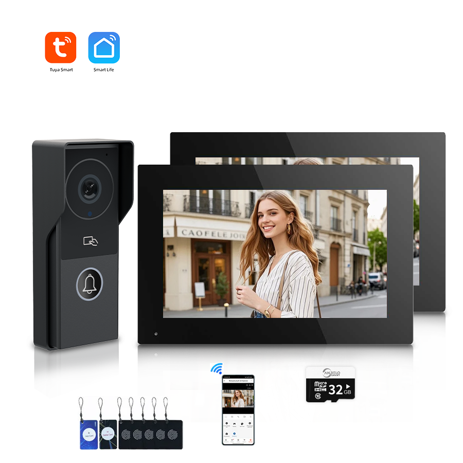 ANJIELOSmart Security Intercom System with 1080P 7/10-inch Touch Screen and Waterproof Door Phone, 140° Ultra-wide-angle Monitoring For Home