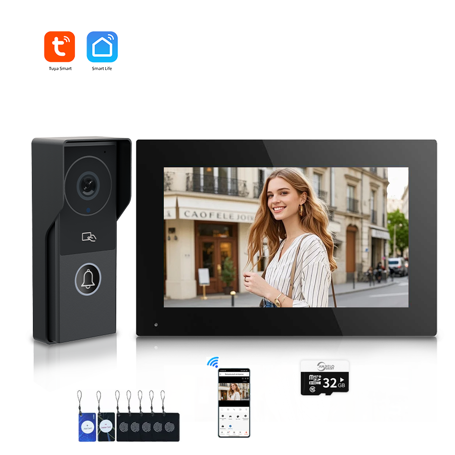 ANJIELOSmart Security Intercom System with 1080P 7/10-inch Touch Screen and Waterproof Door Phone, 140° Ultra-wide-angle Monitoring For Home