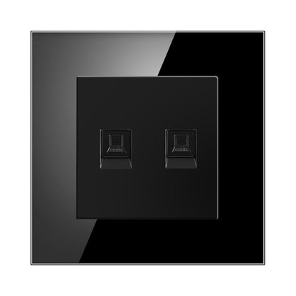 AnjieloSmart 2-Port Network Upgrade Kit EU 86-Type Flush Mount Wall Plate with CAT6 Gigabit Ethernet Sockets