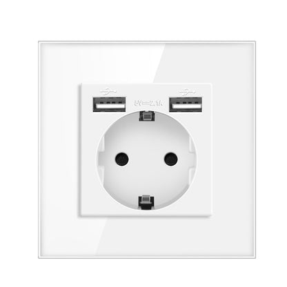 AnjieloSmart European Wall Socket with Dual USB: Compatible with German & French Standards, 16A Power Outlet