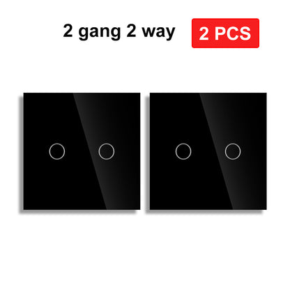 AnjieloSmart European and British standard pure touch double control switch single round tempered glass staircase headboard