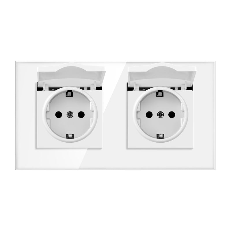 AnjieloSmart 86-type European standard German-style waterproof switch and socket, 16A power outlet, with tempered glass panel, suitable for kitchens and bathrooms.