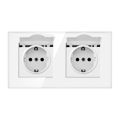 AnjieloSmart 86-type European standard German-style waterproof switch and socket, 16A power outlet, with tempered glass panel, suitable for kitchens and bathrooms.