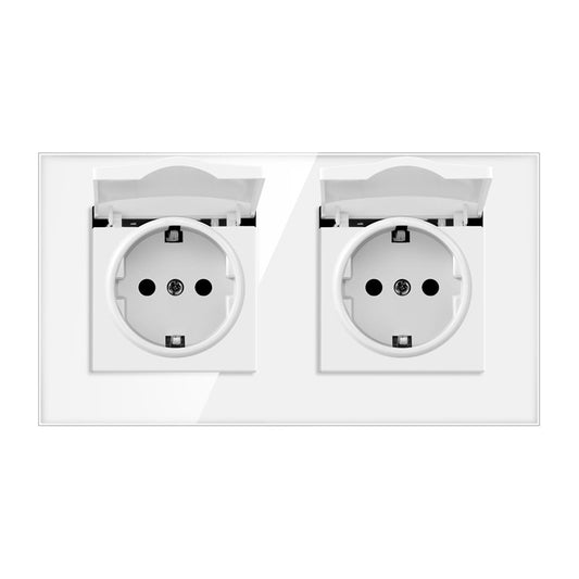 AnjieloSmart 86-type European standard German-style waterproof switch and socket, 16A power outlet, with tempered glass panel, suitable for kitchens and bathrooms.