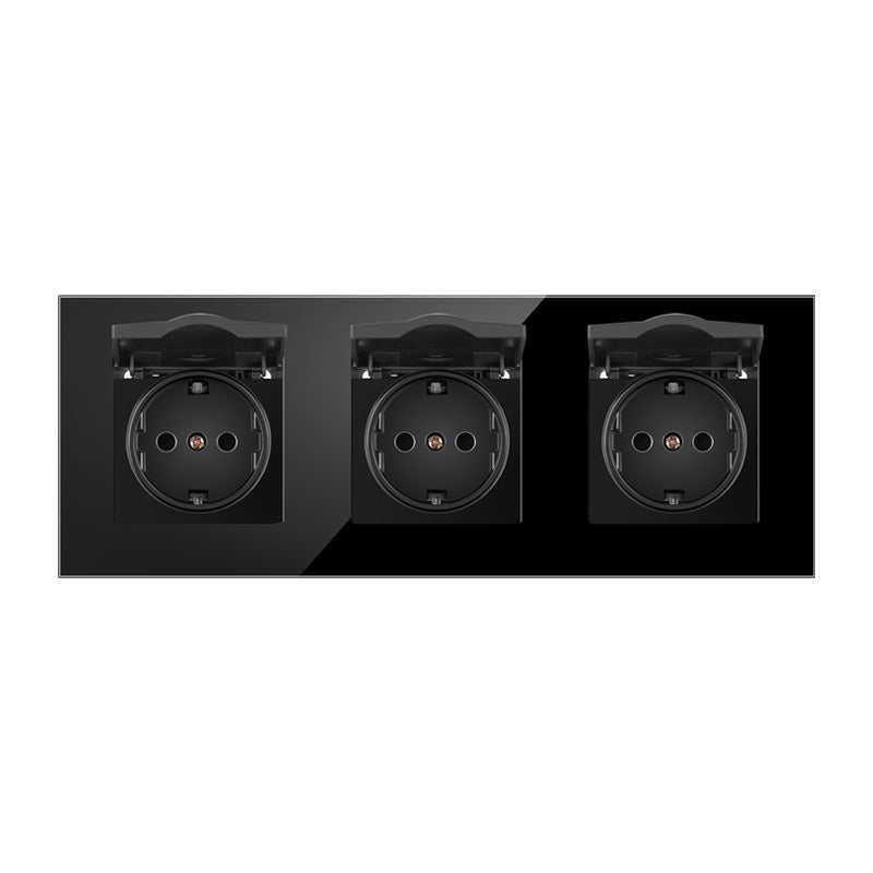 AnjieloSmart 86-type European standard German-style waterproof switch and socket, 16A power outlet, with tempered glass panel, suitable for kitchens and bathrooms.