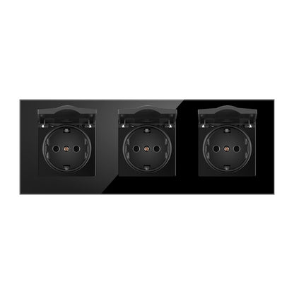 AnjieloSmart 86-type European standard German-style waterproof switch and socket, 16A power outlet, with tempered glass panel, suitable for kitchens and bathrooms.