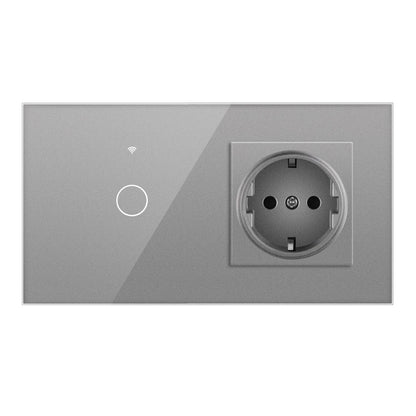 AnjieloSmart 157 European Standard WIFI Smart Switch Socket Single Round Tempered Glass Graffiti APP Voice Switch Panel for Smart Home
