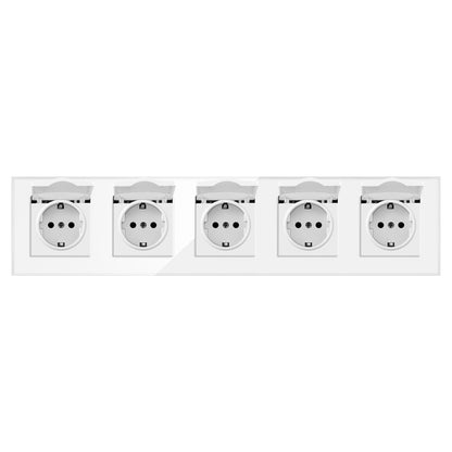 AnjieloSmart 86-type European standard German-style waterproof switch and socket, 16A power outlet, with tempered glass panel, suitable for kitchens and bathrooms.