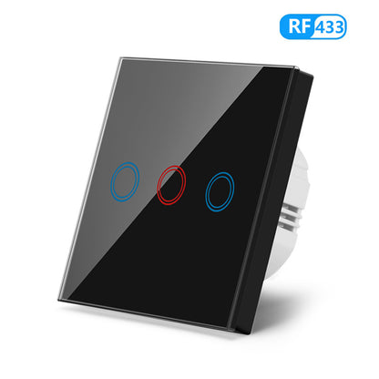 AnjieloSmart European standard 86-type wireless remote control switch with tempered glass panel, capable of penetrating walls, 433MHz RF switch.
