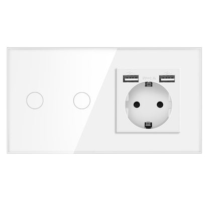 AnjieloSmart European standard Russian style touch sensor switch with socket, crystal glass panel wall switch and socket.