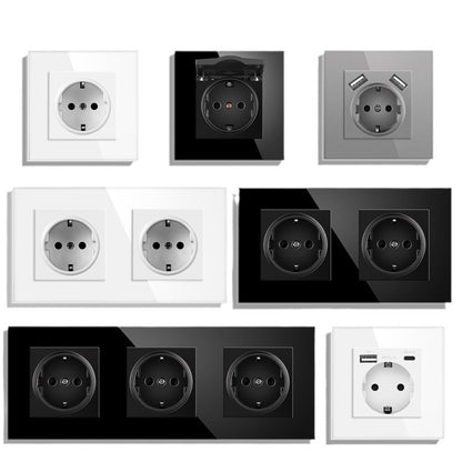 AnjieloSmart Type 82 integrated socket European standard/German type, five-gang with USB charging and Type-C port, European standard wall-mounted concealed socket panel.