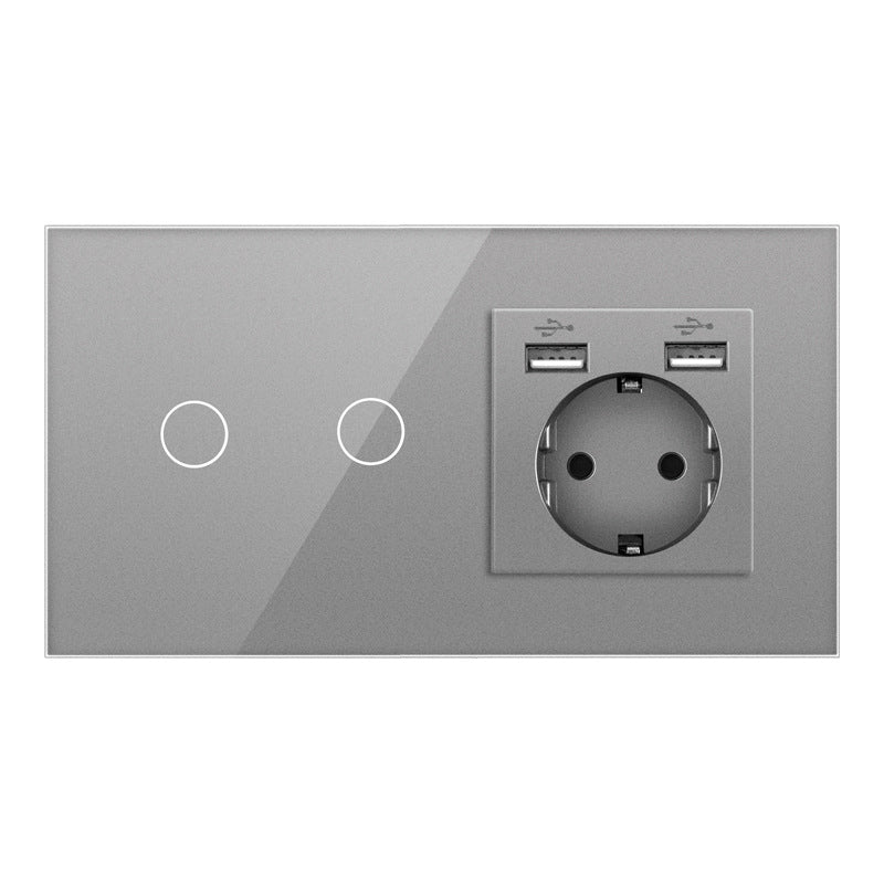 AnjieloSmart European standard Russian style touch sensor switch with socket, crystal glass panel wall switch and socket.
