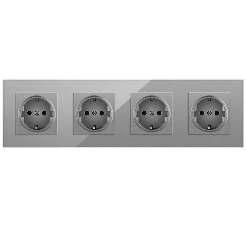 AnjieloSmart European standard 86-type integrated German-style glass panel 16A wall power socket, 299 four-way, Russia