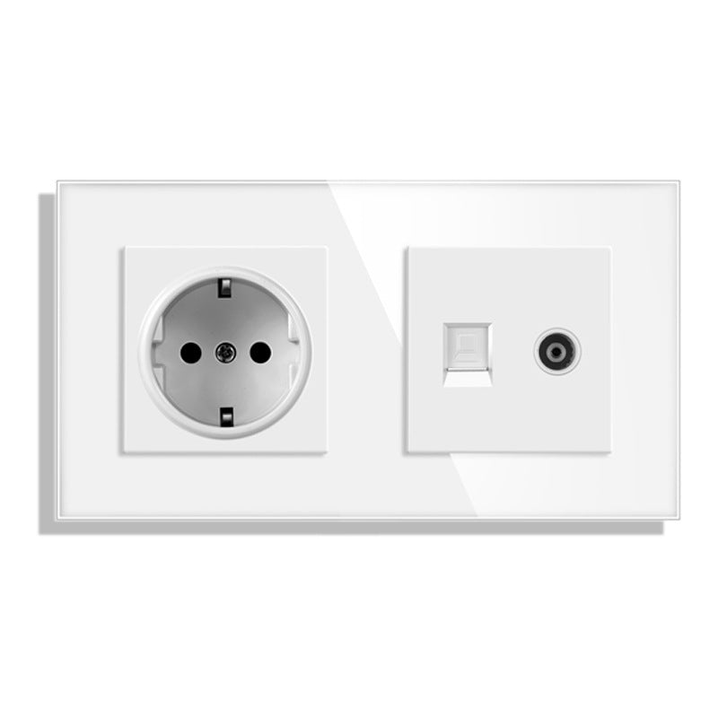 AnjieloSmart 53*86mm double wall socket with EU plug, TV and CAT5 internet RJ45 computer connection.
