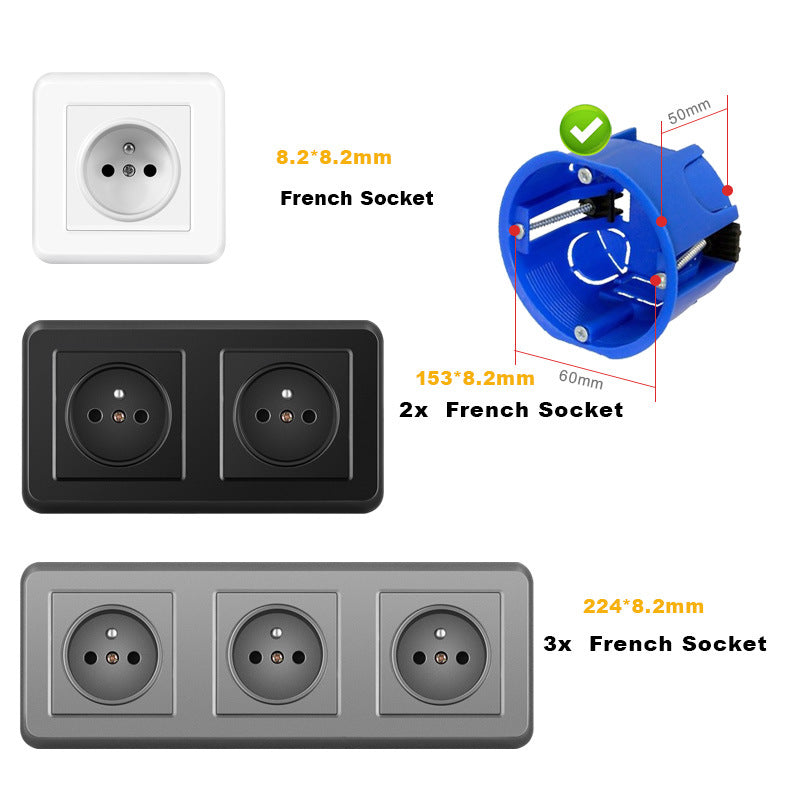 AnjieloSmart 82*82mm European standard socket, 16A PC socket panel