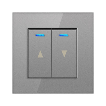 AnjieloSmart European standard 86-type electric curtain switch with LED indicator light, wall-mounted automatic reset electric lifting roller blind switch.