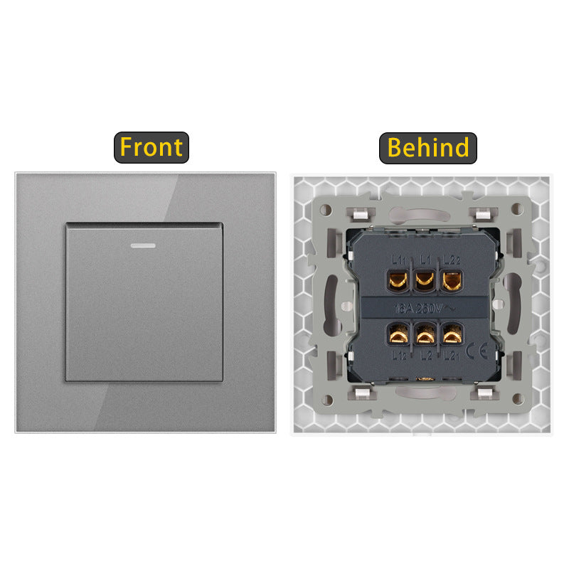 AnjieloSmart European standard 86-type wall switch, tempered glass panel, embedded single-gang multi-way rocker switch