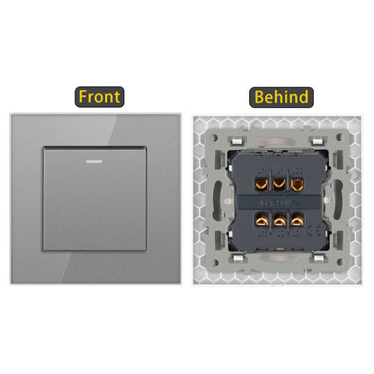 AnjieloSmart European standard 86-type wall switch, tempered glass panel, embedded single-gang multi-way rocker switch