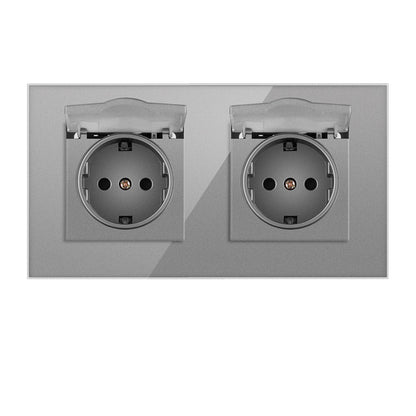 AnjieloSmart 86-type European standard German-style waterproof switch and socket, 16A power outlet, with tempered glass panel, suitable for kitchens and bathrooms.
