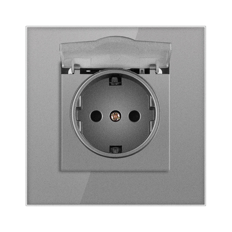 AnjieloSmart 86-type European standard German-style waterproof switch and socket, 16A power outlet, with tempered glass panel, suitable for kitchens and bathrooms.